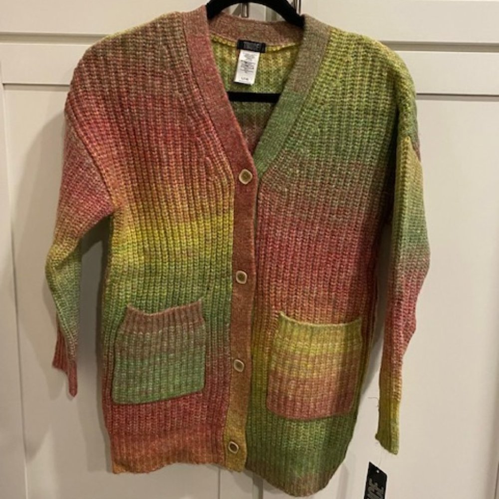 Truce Big Girl Kids Ombre Stripe Long Cardigan